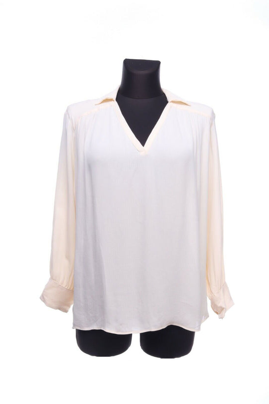 GERARD DAREL Cream Beige Viscose Blouse V-Neck Shirt Size 36