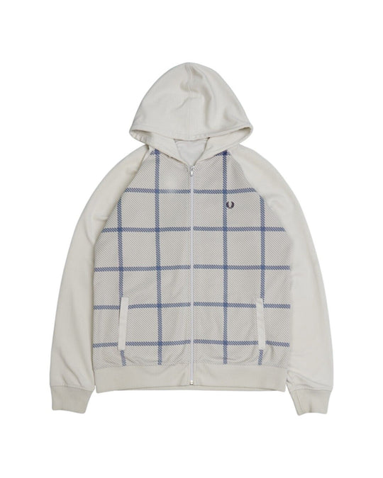 Polo FRED PERRY  Hoodie Grey Check Cotton Full Zip Mens Jumper Size ~ M