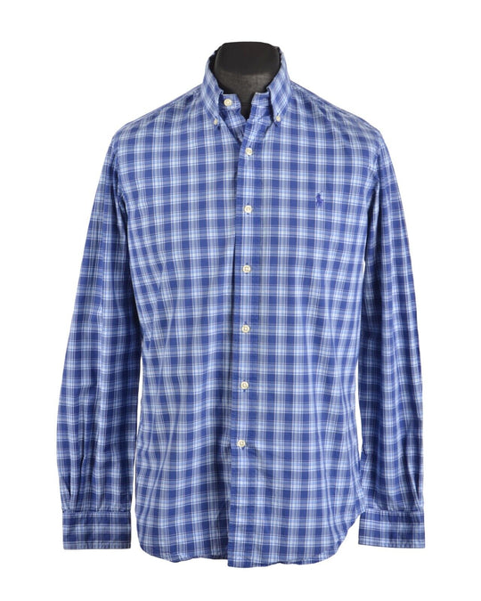 Men's RALPH LAUREN Blue Check Cotton Shirt Size M