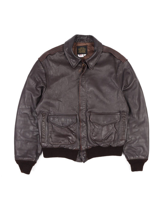 Vintage AVIREX Bomber Brown Leather A-2 Aviator Jacket Size 42