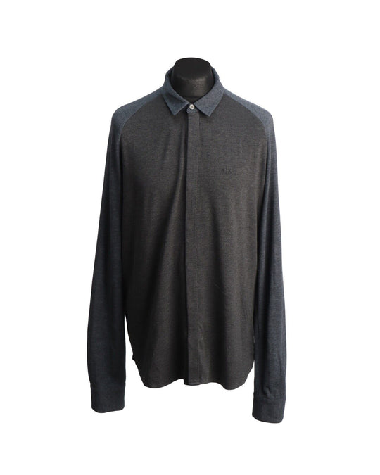 Vintage ARMANI EXCHANGE Polo Neck Sweater Gray Cotton Men's Jumper Size XL