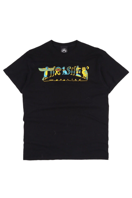 Men's THRASHER Magazine Egyptian Logo Black Cotton T Shirt Size M