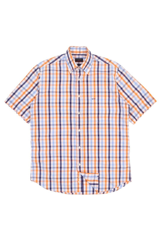 Men's PAUL & SHARK Multicolour Check Short Sleeve Shirt Size 40 / L