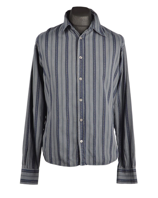 Men's PAUL SMITH JEANS Navy Blue Striped Cotton Shirt Size L