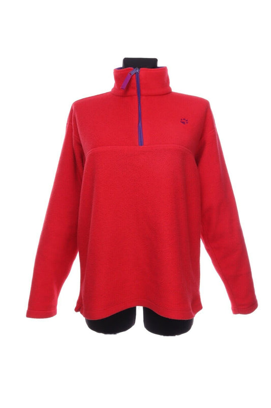 Vintage JACK WOLFSKIN Red Polartec Fleece Zip-Neck Sweater Jumper Size M