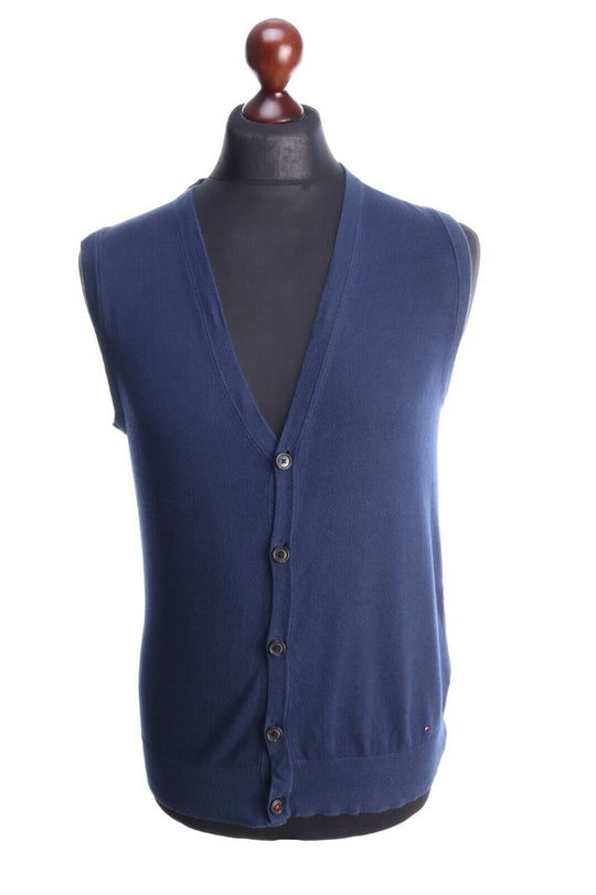 TOMMY HILFIGER Navy Blue 100% Cotton Vest Waistcoat Size S