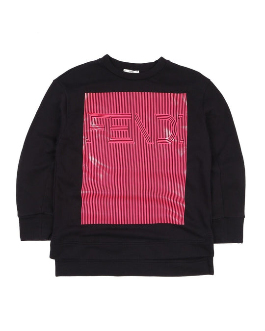 FENDI Sweatshirt Black Printed Cotton Logo Women's Size 38 IT