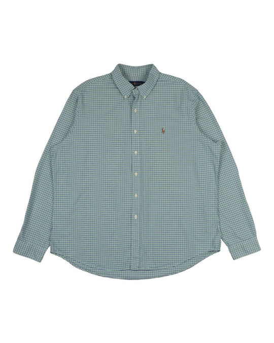 RALPH LAUREN Shirt Green Navy Check Cotton Men's Button Down Size XXL