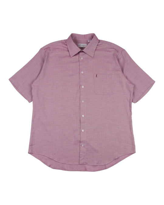 YSL YVES SAINT LAURENT Shirt White Burgundy Striped Cotton Men's Size 43 / 17