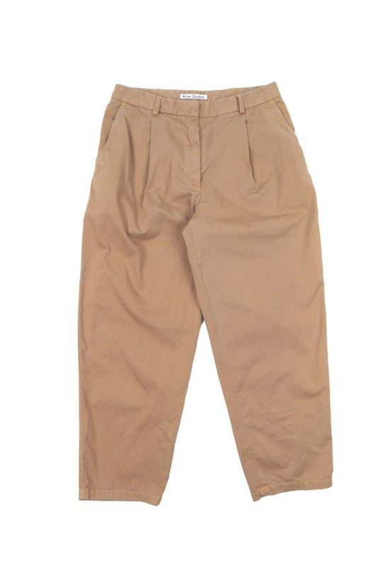 Women's ACNE STUDIOS Brown Tabea Co Chino Pleated Wide Pants Size 38