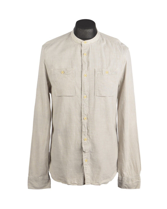 ALLSAINTS Beige Band Collar Cotton Men's Shirt Size M