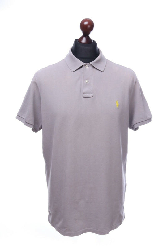 Polo RALPH LAUREN Grey Pique Cotton Short Sleeve Polo Shirt Size L