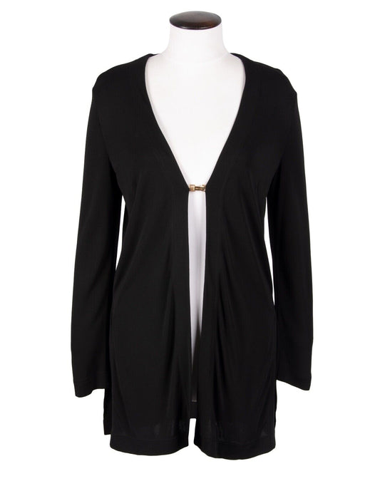 ESCADA Cardigan Black Rayon Hook Women's Cape Size 38 IT