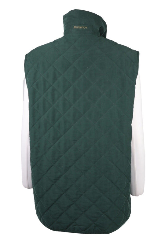 Women'S Vintage BURBERRY'S Green Quilted Double Breasted Vest Waistcoat Size ~XL