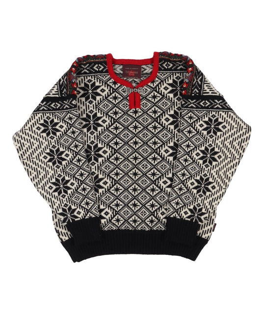 TELEMARK Style Knit Sweater Black Fair Isle Wool Women's Norway Pullover Size XS