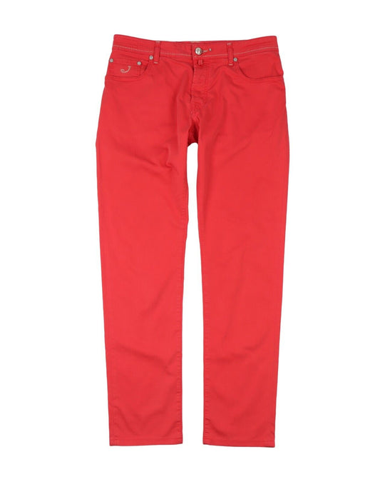 JACOB COHEN 5 Pocket Pants Red Cotton Mens Trousers Size 38