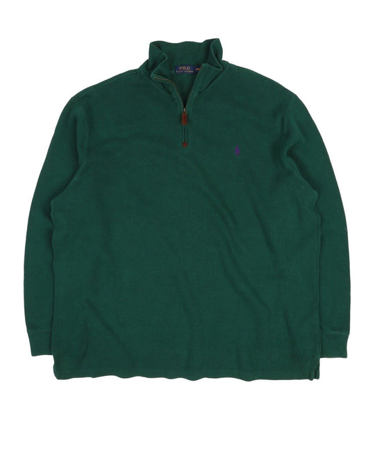 Men's POLO RALPH LAUREN Green Cotton Zip Neck Sweater Jumper Size XXL