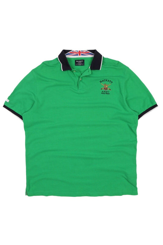 Men's HACKETT LONDON Pique Cotton Green Army Polo Shirt Size XL