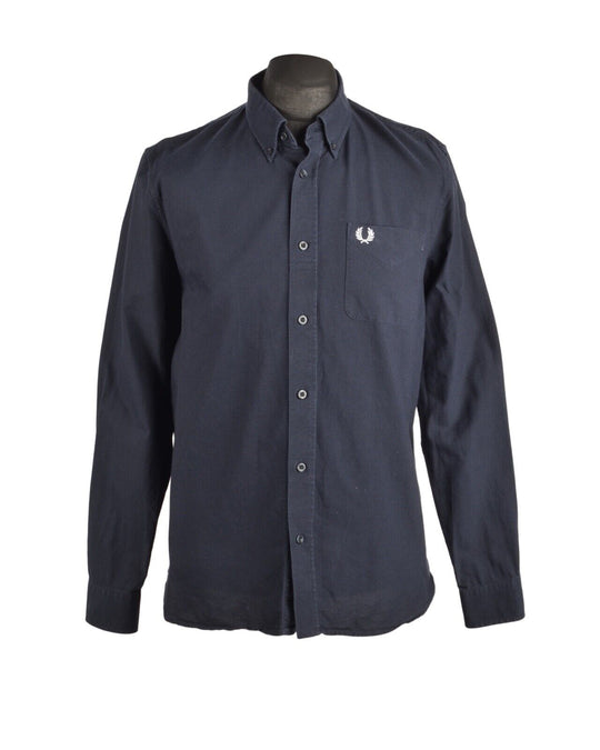 FRED PERRY Navy Blue Men's Oxford Cotton Shirt Size L