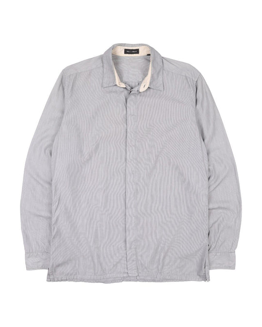 KRIS VAN ASSCHE Shirt Grey Striped Cotton Mens Size 50