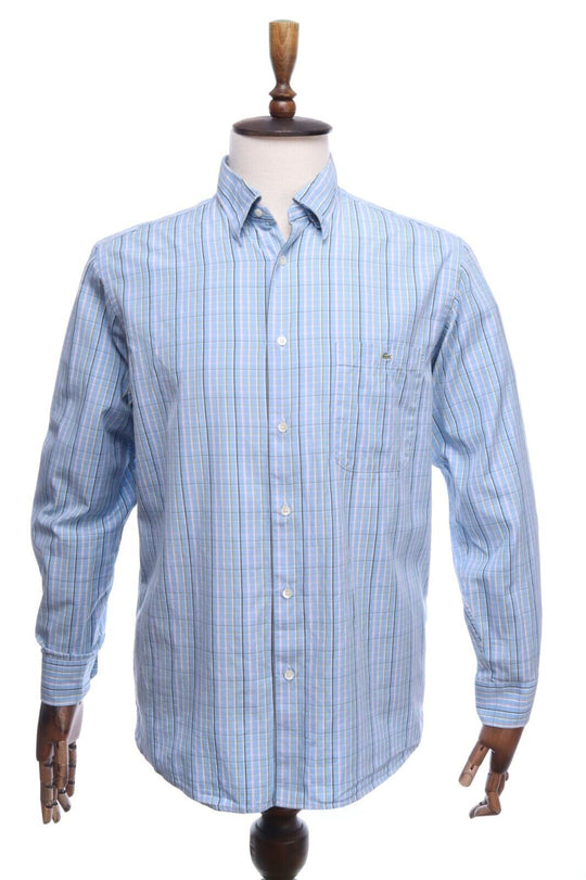 Vintage  LACOSTE Blue Check Cotton Shirt Size 42