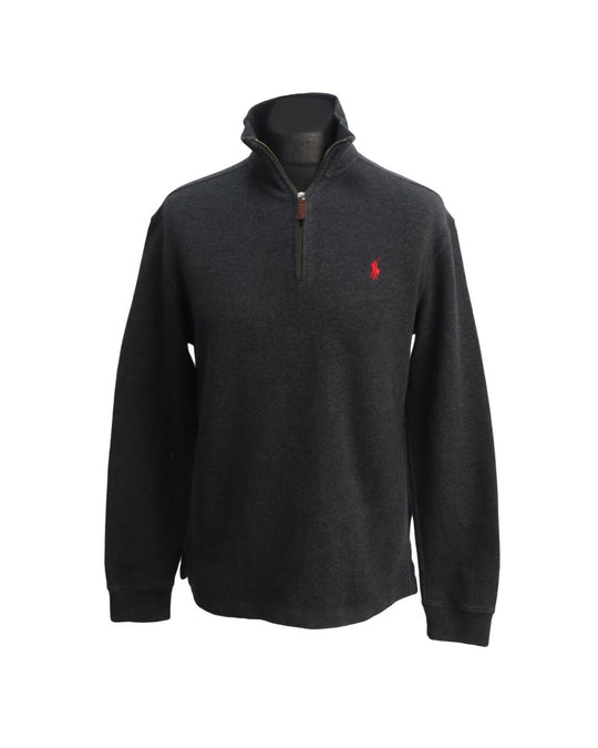 POLO RALPH LAUREN Jumper Gray Cotton Zip Neck Men's Size S