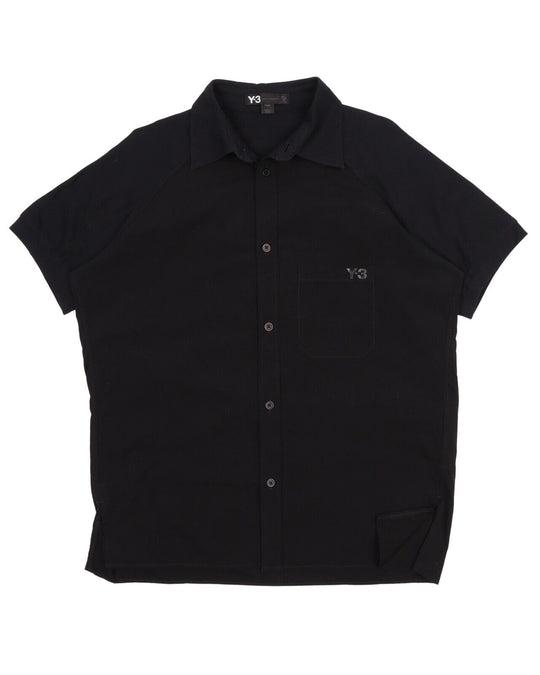 Men's Y-3 Adidas X Yohji Yamamoto Black Cotton Short Sleeve Shirt Size M
