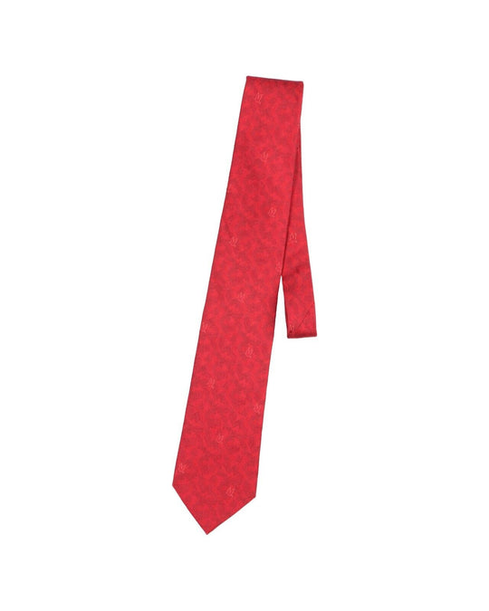 LANVIN Pour Nestle Tie Red Bird Pattern Silk Mens Woven Necktie