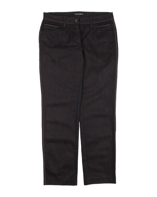 DOLCE & GABBANA Denim Brown Taped Cotton Women's Jeans Size 40 IT