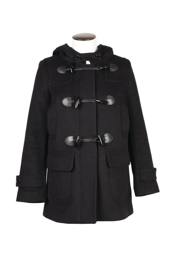 Women's BURBERRY Brit Black Hooded Duffle Coat Size 4
