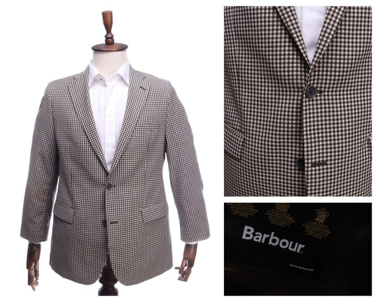 BARBOUR Brown Wool Gingham Blazer Jacket Size 25