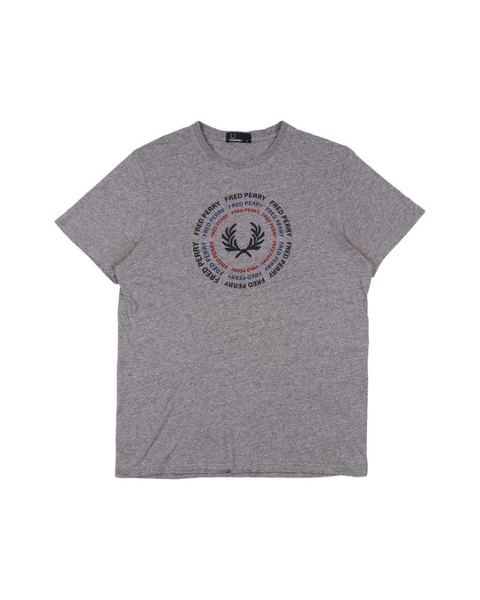 FRED PERRY T-Shirt Gray Cotton Men's Short Sleeve Size M