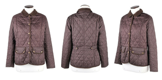 Women's BARBOUR Brown Tweed Quilted Jacket Size UK 14 US 10