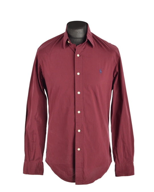 Men's POLO RALPH LAUREN Bordeaux Red Cotton Shirt Size M Slim Fit