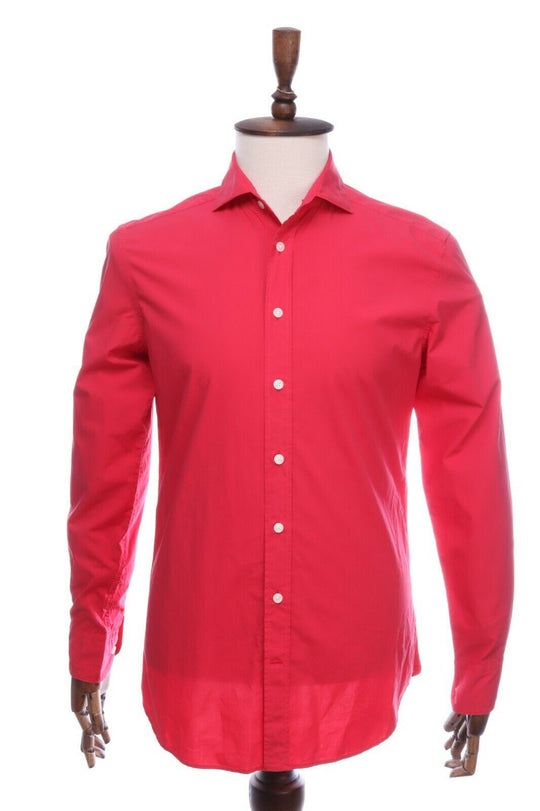 Men's HACKETT LONDON Red Cotton GMT Dyed Pop Slim Shirt Size s