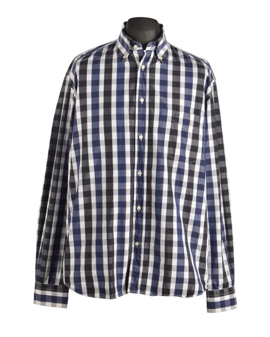 Men's PAUL & SHARK Blue Check Long Sleeve Shirt Size 43 / XL