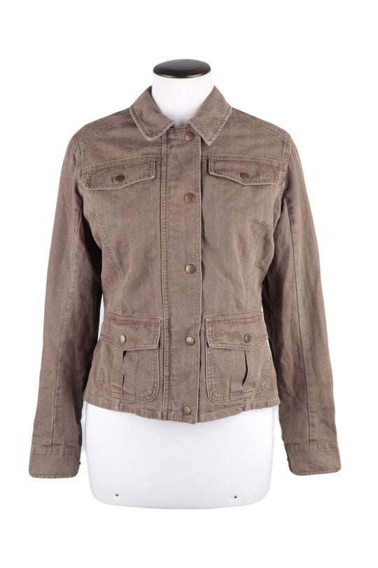 Women's BARBOUR Brown Cotton Natural Weathered Jacket Size UK 10 US 6
