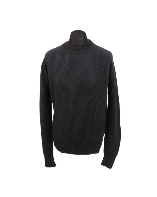 SUITSUPPLY Gray Cashmere Wool Rib Knit Men's Jumper Size L
