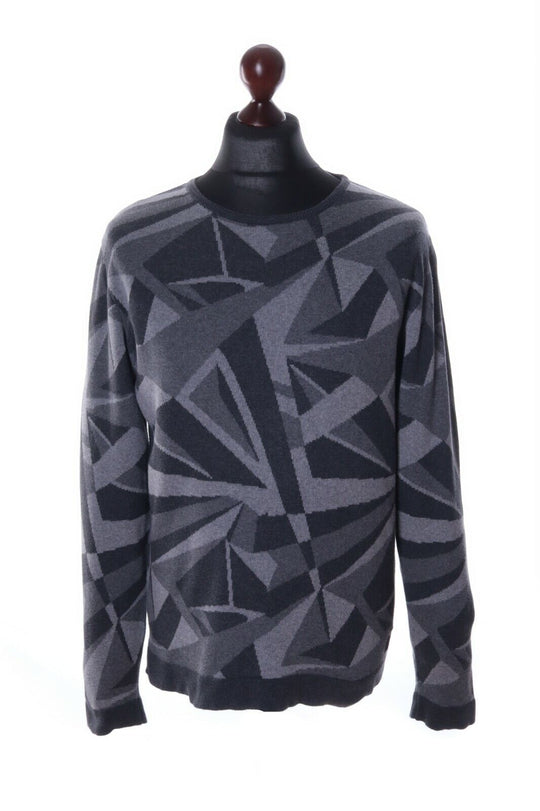 Men's EDWIN Grey 100% Cotton Crew Neck DAZZLE Sweater Size L