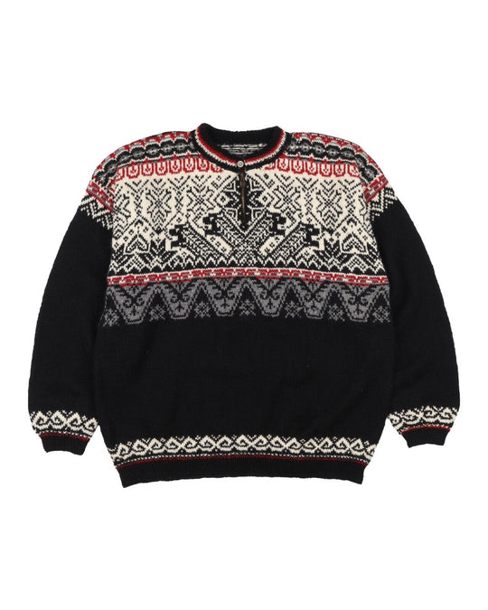 DALE OF NORWAY Pullover Black Fair Isle Wool Men's Knit Sweater Size ~ XL