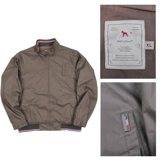 Men's ONE TRUE SAXON Brown Cotton Harrington Jacket Size XL