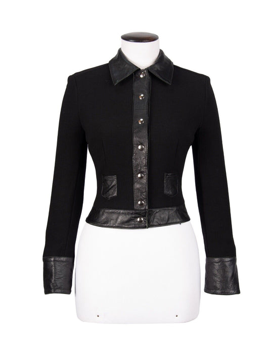D&G DOLCE & GABBANA Blazer Jacket Black Wool Women's Floral Lining Size 26/40