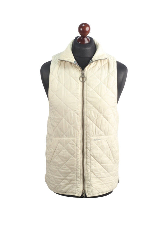 BARBOUR Flyweight Waistcoat Ivory Beige Quilted Men's Vest Size S