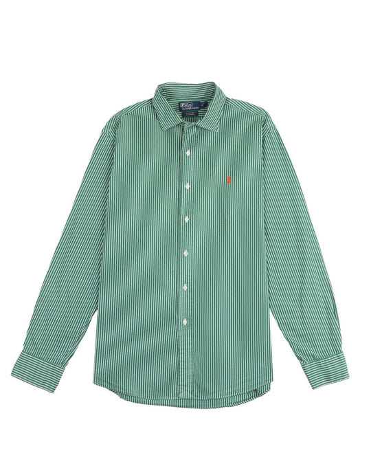 POLO RALPH LAUREN Stanton Shirt Green Striped Cotton Men's Custom Fit Size XL