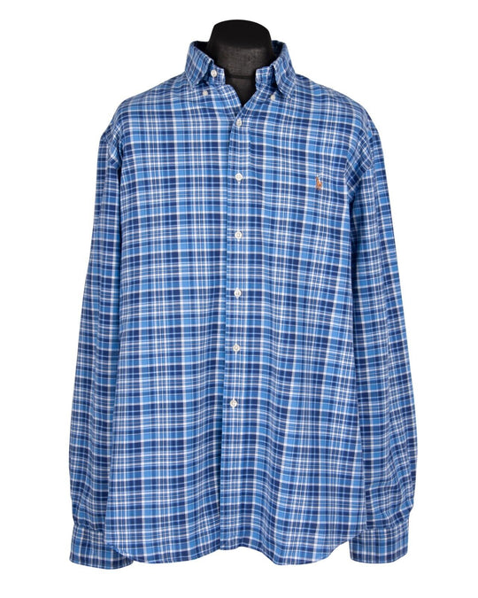 RALPH LAUREN Shirt Blue Check Cotton Men's Size XXL