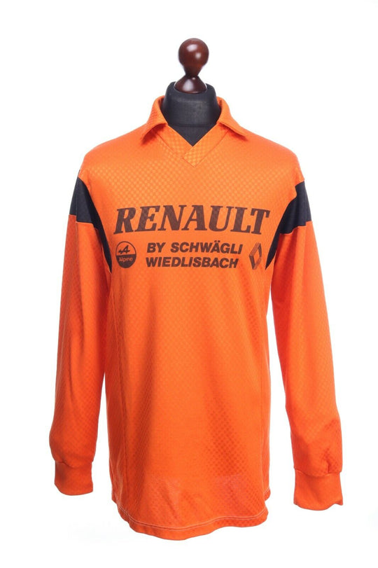 Vintage ADIDAS Orange V-Neck Cotton Collar Goalkeeper Sport Print Jumper Size 54