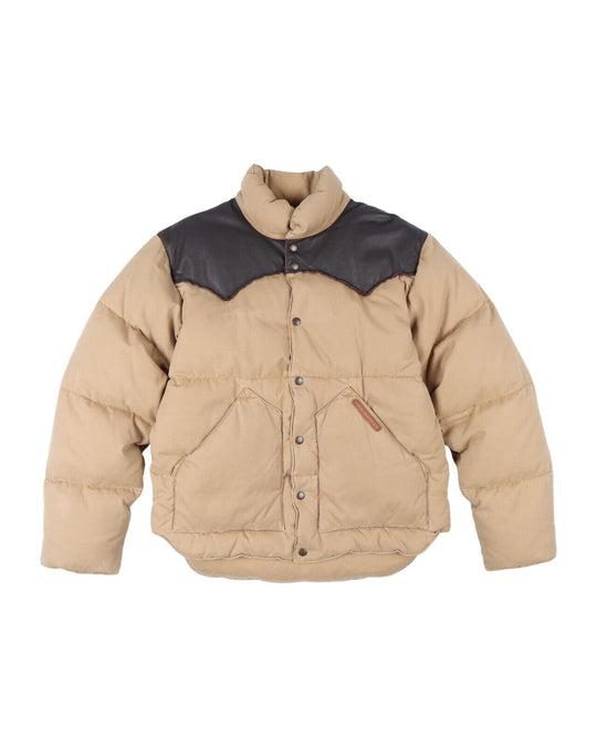 RALPH LAUREN Polo Jeans Down Puffer Jacket Brown Men's Leather Trim Size S