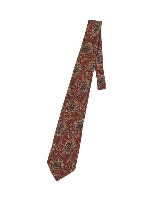 Vintage CHRISTIAN DIOR Tie Red Paisley Pattern Silk Men's Woven Necktie