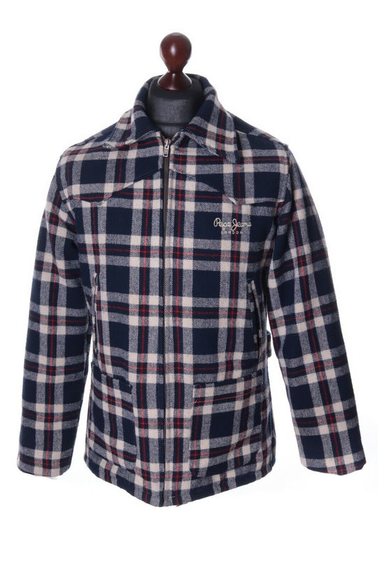 Men's PEPE JEANS LONDON Wool Check Zip Jacket Size s