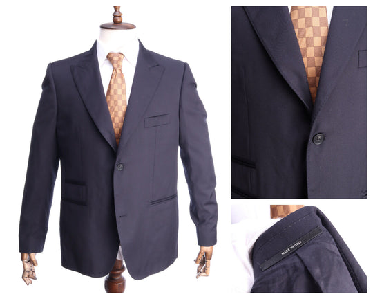 HERMES UNIFORMS Italy Navy Blue Wool Blazer Suit Jacket Size 54